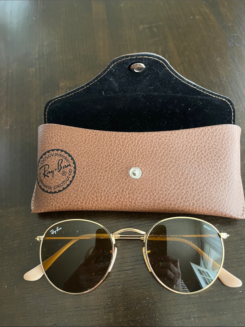 Ray-Ban Gold Frame Sunglasses with Brown Lenses